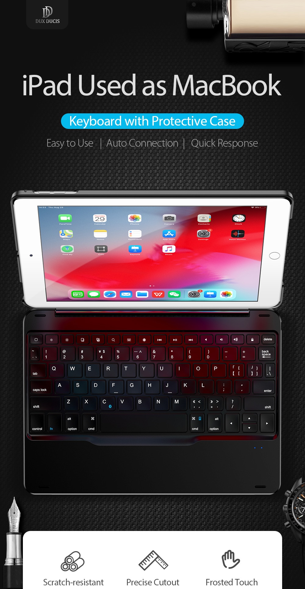 Bao da bàn phím Dux Ducis iPad Pro 10.5" giúp cho iPad của bạn giống như một chiếc MacBook